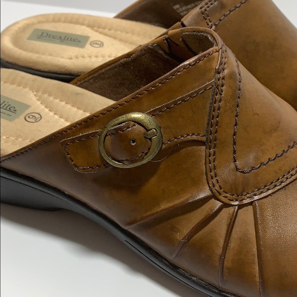 Drexlite Shoes Drexlite Brown Leather Mules Slides Size